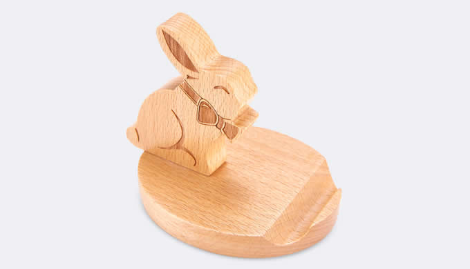  Wooden Cute Rabbit Cell Phone Stand Holder 