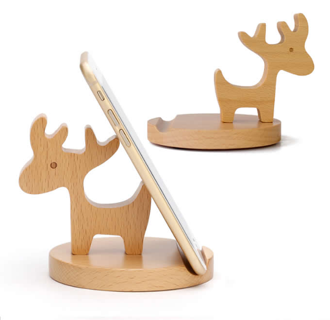  Wooden Deer Cell Phone iPad Stand Holder