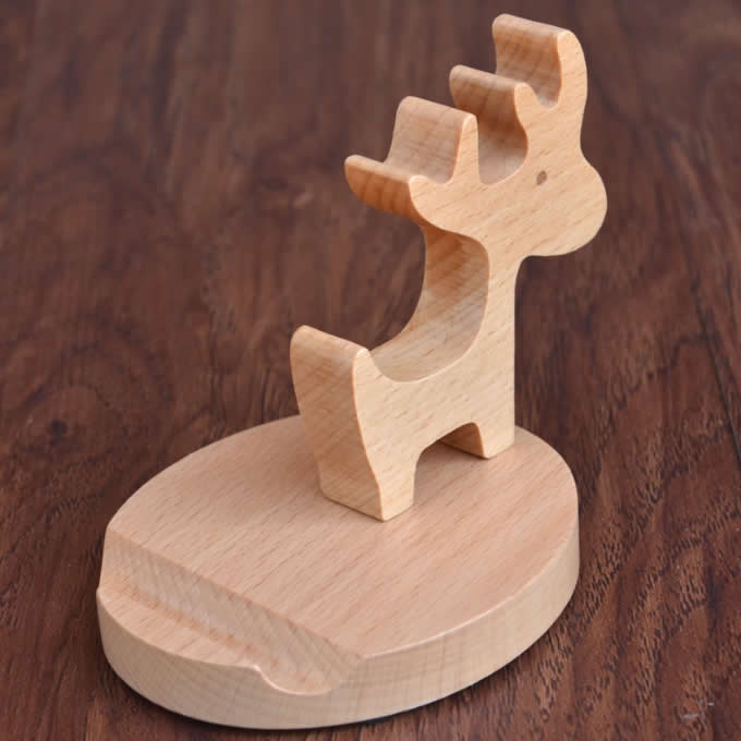  Wooden Deer Cell Phone iPad Stand Holder