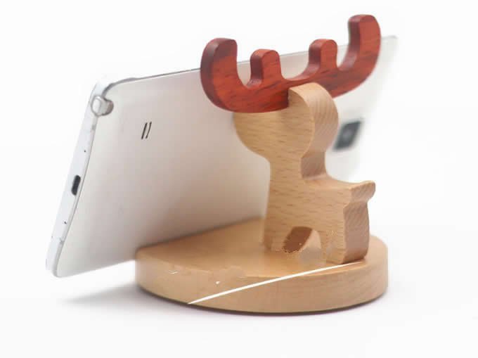  Wooden Deer Cell Phone iPad Stand Holder