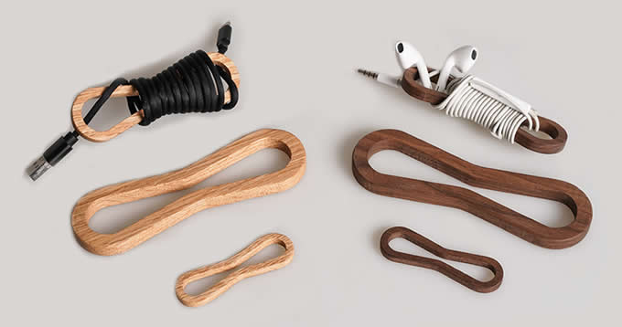Wooden Earphone Organizer Earphone Wrap Winder Headphone Cord Organizer 
