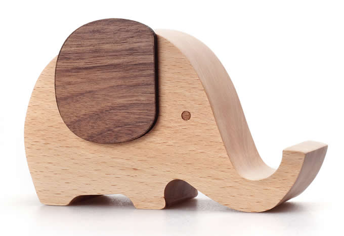  Wooden Elephant Music Box Mobile Phone Display Stand