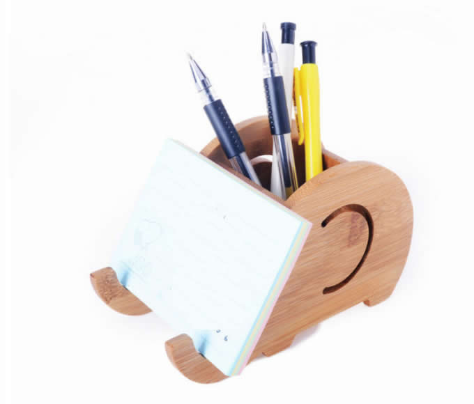  Wooden Elephant Stationery Organizer Phone Stand Holder 