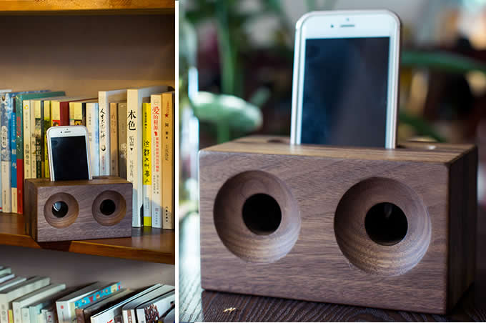  Wooden & Bamboo Speaker Sound Amplifier Stand Dock for SmartPhone 