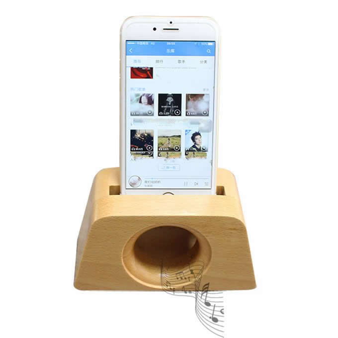  Wooden Horn Speaker Sound Amplifier Stand Dock for SmartPhone