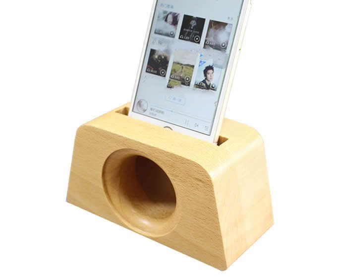  Wooden Horn Speaker Sound Amplifier Stand Dock for SmartPhone