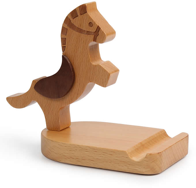  Wooden   Horse  Smart phone Stand Holder Stand with Coins slot 