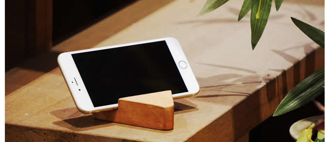 Wooden Mixed Shape Desktop Cell Phone Holder