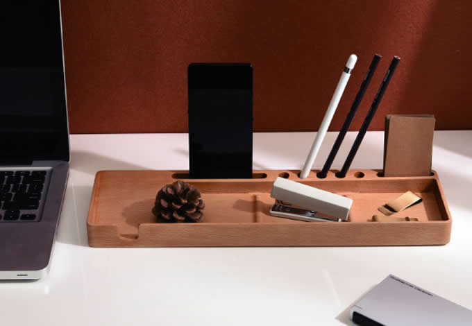 Wooden Multifunctional Desktop Card/Pen/Pencil/Mobile Phone Office Supplies Holder Display Box 