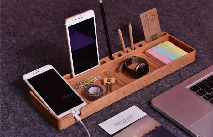 Wooden Multifunctional Desktop Card/Pen/Pencil/Mobile Phone Office Supplies Holder Display Box 