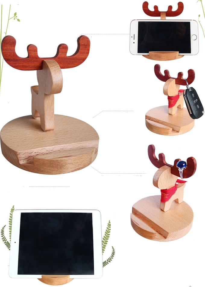  Wooden Muntjacs Cell Phone iPad Stand Holder