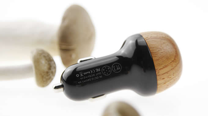  Wooden Mushroom 2.1A USB Car Charger