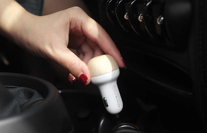  Wooden Mushroom 2.1A USB Car Charger