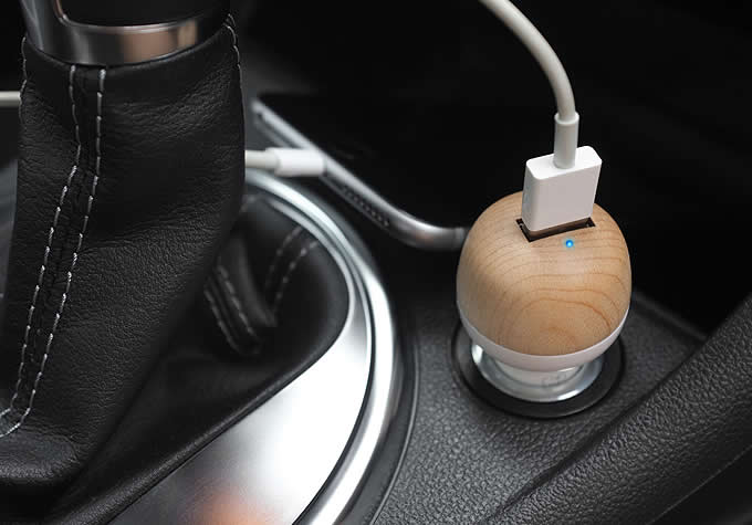  Wooden Mushroom 2.1A USB Car Charger