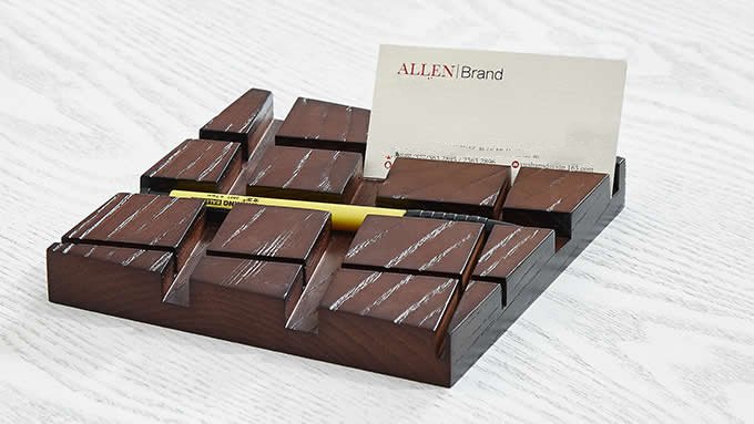   Wooden Leather Desk Stationery Organizer  Pen/Pencil,Cell phone, Business Name Cards Holder    