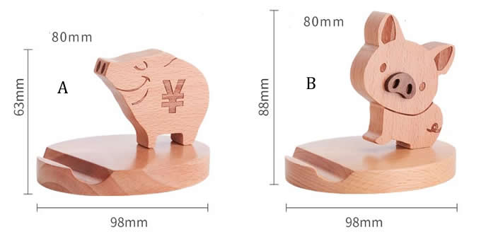  Wooden Pig Shaped Mobile Phone iPad Holder Stand