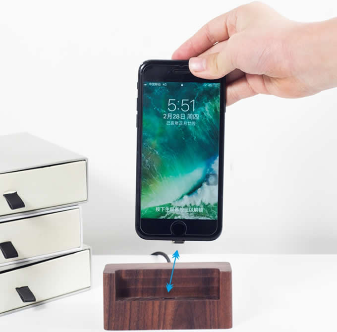 Wooden USB Type C Lightning Charging Dock Charger Station  