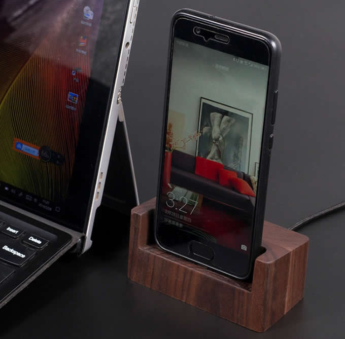 Wooden USB Type C Lightning Charging Dock Charger Station  