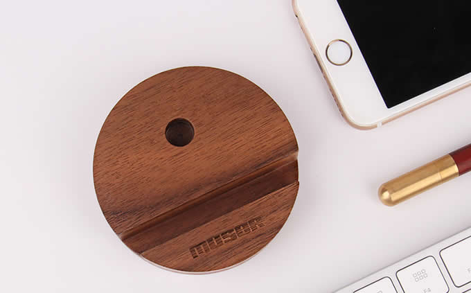 Wooden iPhone Cell Phone Desk Stand Holder With Pen Stand