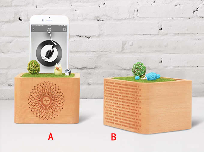 Wooden Speaker Sound Amplifier iPhone SmartPhone Stand 