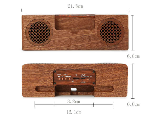  Bluetooth Wood Portable Speaker With Mobile Phone Stand Holder