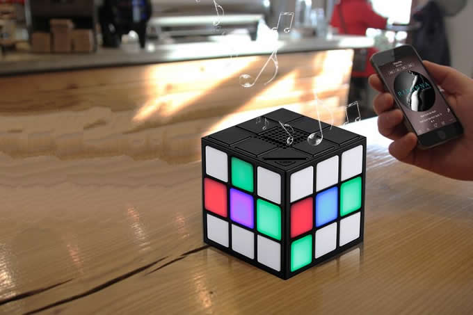 Portable Magic Cube Bluetooth Speakers Colorful LED Light  