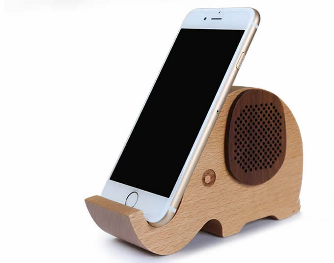  Wooden Elephant Shaped Bluetooth Speaker  Mobile Display Stand