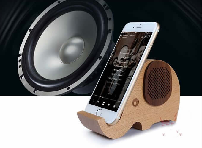  Wooden Elephant Shaped Bluetooth Speaker  Mobile Display Stand