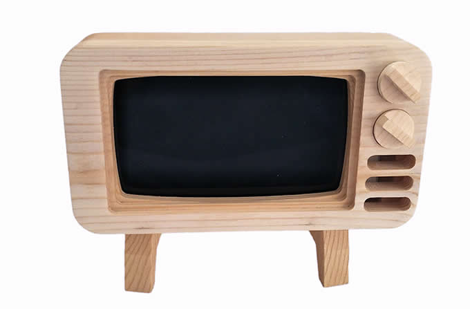 Wooden TV Shape Mobile Phone Cellphone Holder 