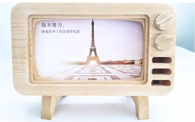 Wooden TV Shape Mobile Phone Cellphone Holder 