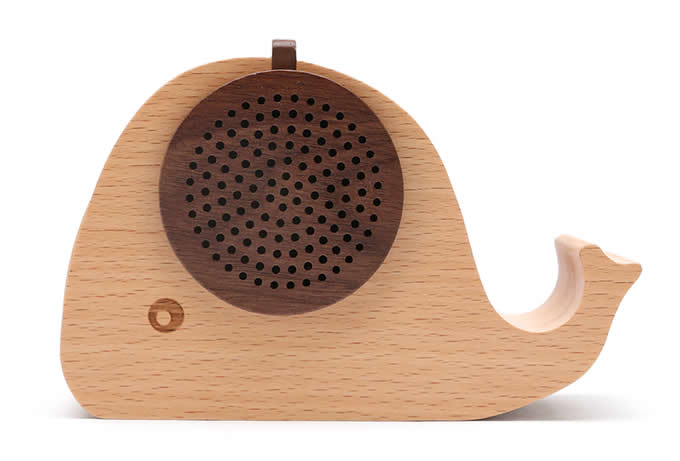 Wooden Whale Shaped Bluetooth Speaker Mobile Display Stand 