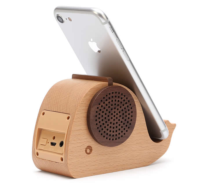 Wooden Whale Shaped Bluetooth Speaker Mobile Display Stand 
