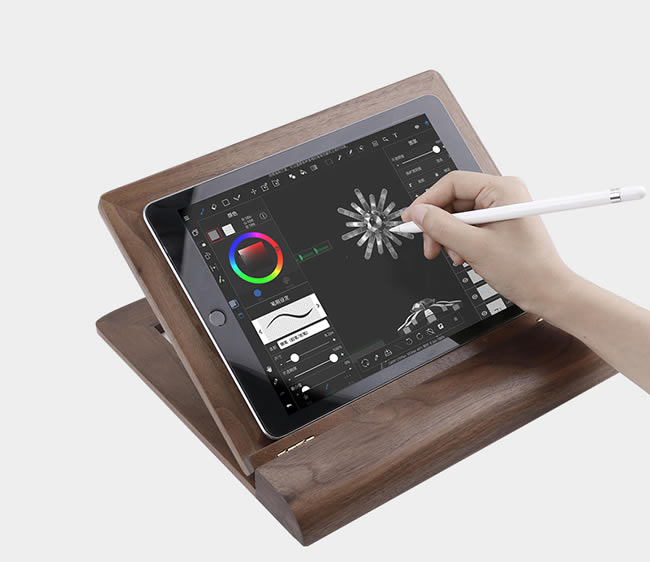 Multi-Angle Folding Wooden Tablet Computer Stand IPAD Painting Stand Storage Holder