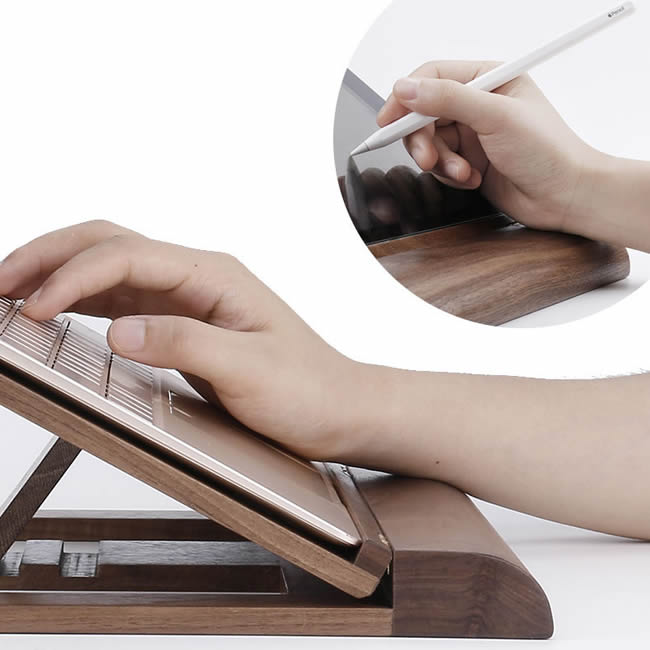 Multi-Angle Folding Wooden Tablet Computer Stand IPAD Painting Stand Storage Holder