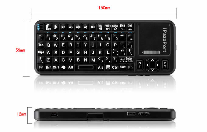 Black Mini  2.4g Wireless Keyboard with Touchpad