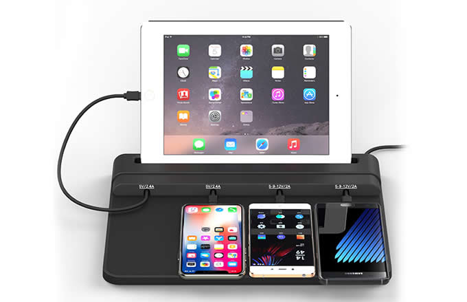  Universal Multi-Device Charging Station for Smart Phones & Tablets, Black 