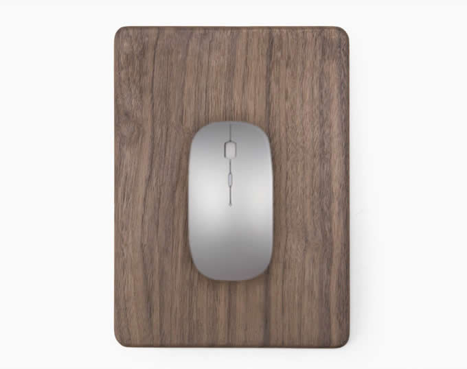 Natural Wood Mouse Pad with Cell Phone Stand