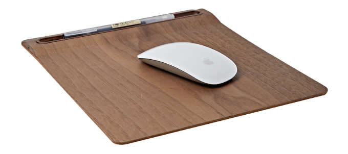 Wooden Mouse Pad With Single Pen holder