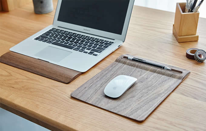 Wooden Mouse Pad With Single Pen holder