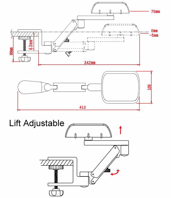  Aluminum Alloy  Lift Adjustable Arm Rest Stand 