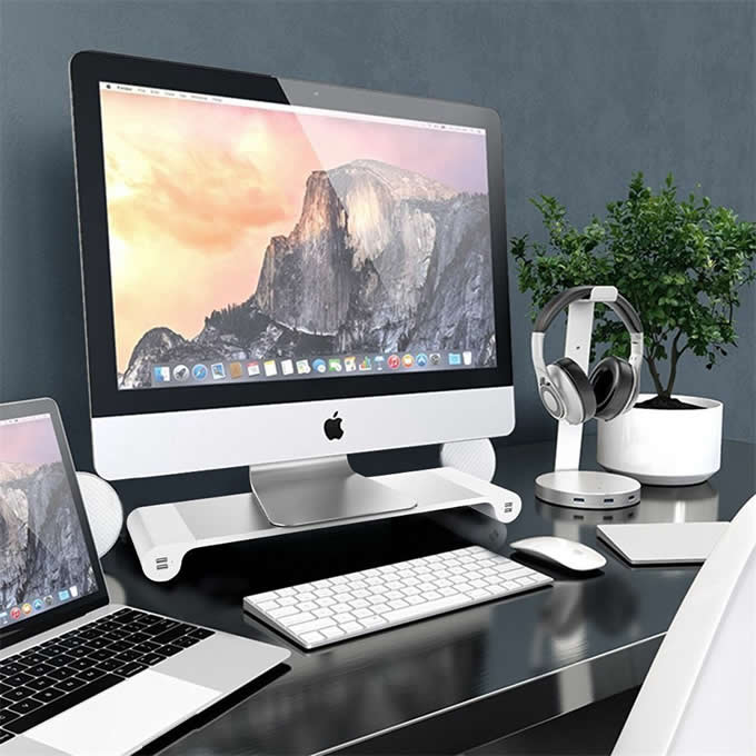 Aluminum Unibody Monitor / iMac Stand With 4-Port USB Hub 