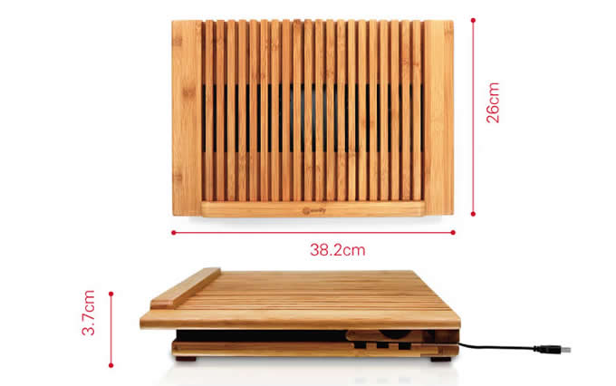 Adjustable Bamboo Laptop Cooling Fan Table Stand for Apple MacBook & Laptops 