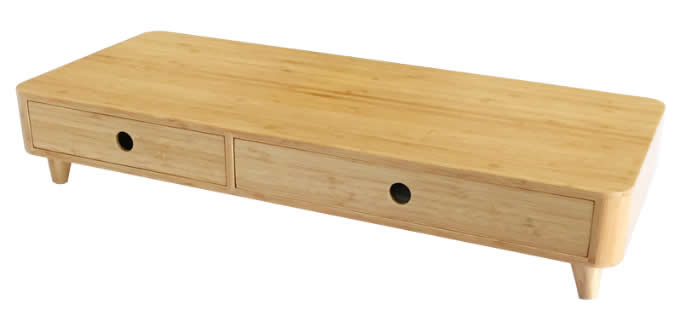  Bamboo Monitor Stand, Monitor Riser with Pull Out Drawer for Computer, Laptop, iMac