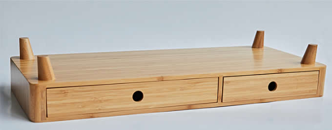  Bamboo Monitor Stand, Monitor Riser with Pull Out Drawer for Computer, Laptop, iMac