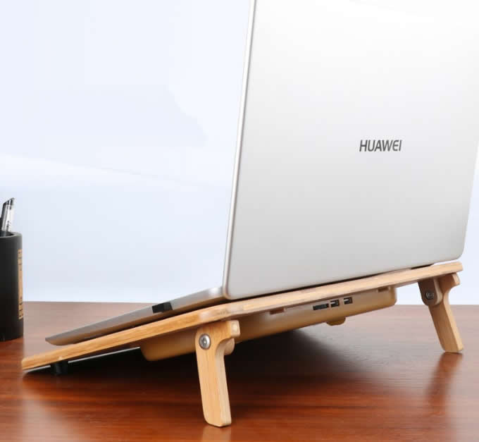 Bamboo  Portable Laptop Cooling Pad Stand For  Apple MacBook & PC Laptop