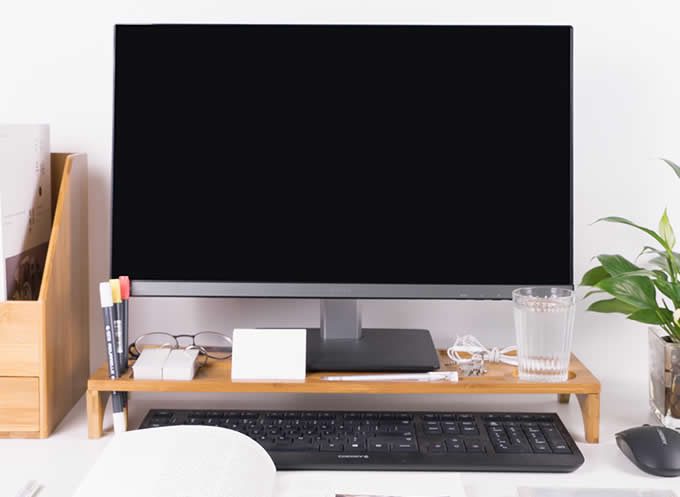 Bamboo Wood Computer Monitor Stand Riser