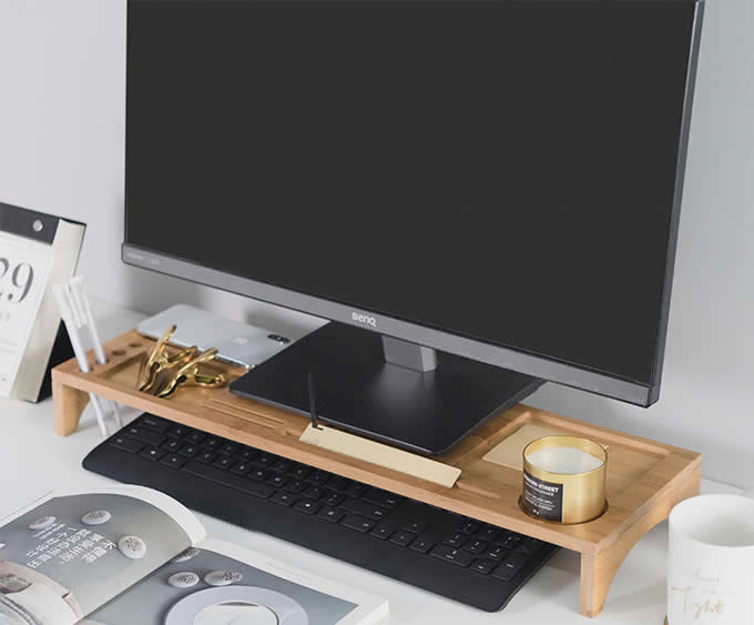 Bamboo Wood Computer Monitor Stand Riser