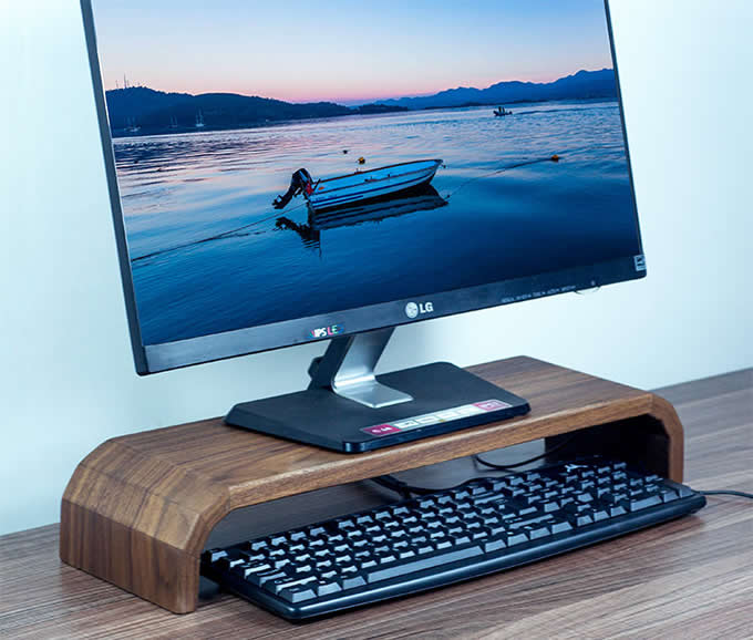  Black Walnut Wooden  Computer Monitor Riser Stands Computer Screen Laptop Rack Organizer Display Bracket Rack 