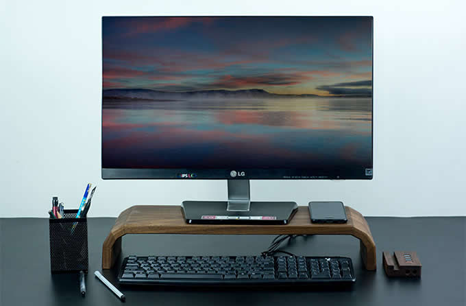  Black Walnut Wooden  Computer Monitor Riser Stands Computer Screen Laptop Rack Organizer Display Bracket Rack 