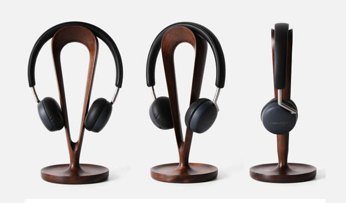  Black Walnut Wooden Headphone Stand Hanger with Cable Plate
